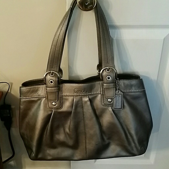 Coach large pewter leather satchel - Picture 1 of 8